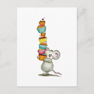 Cute Mouse bär Muffinsar - av Gerda Steiner Vykort