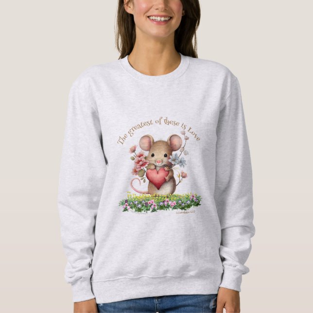 Cute Mouse Bible Quote Sweatshirt Corinthians T Shirt (Framsida)