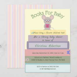 Cute Mouse Bibliotek Baby Shower i Pinks Inbjudningar