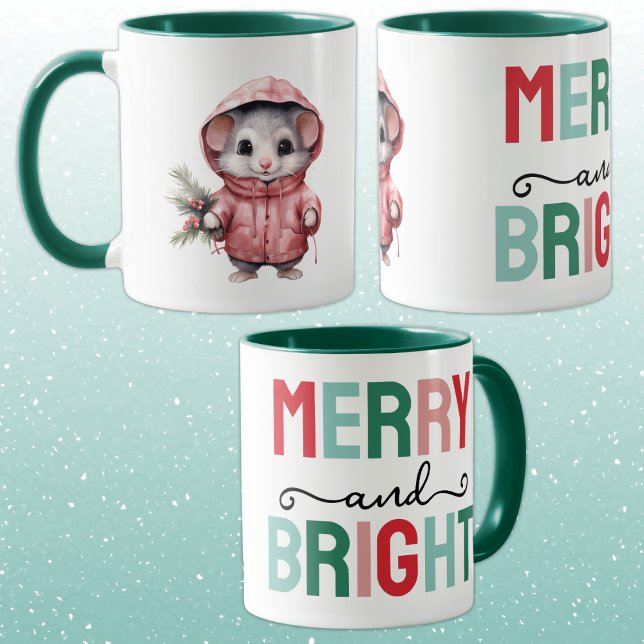 Cute mouse christmas merry and bright mugg (Skapare uppladdad)