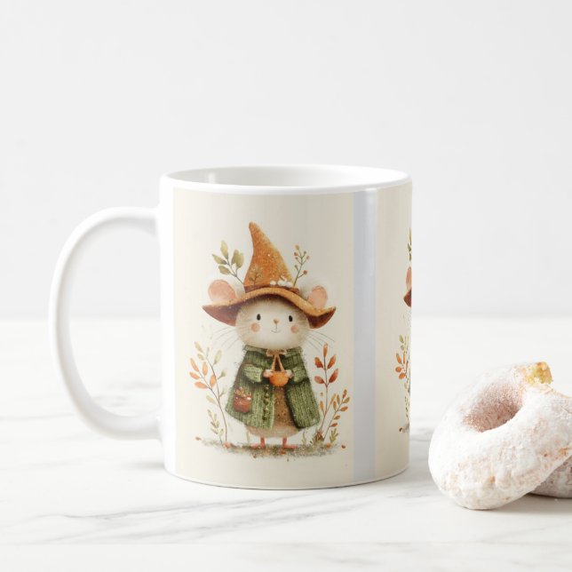 Cute Mouse Coffee Mugg - Mysigt djurkonst (Med munk)
