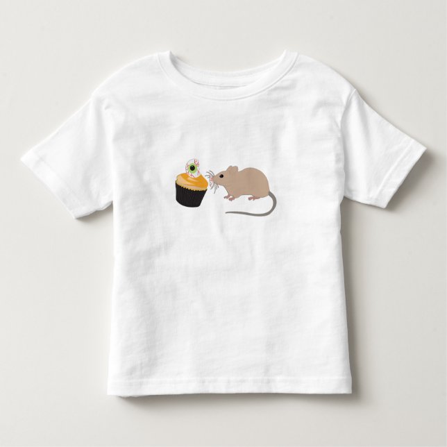 Cute Mouse Eating Halloween Eyeball Cupaka T Shirt (Framsida)