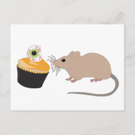 Cute Mouse Eating Halloween Eyeball Cupaka Vykort
