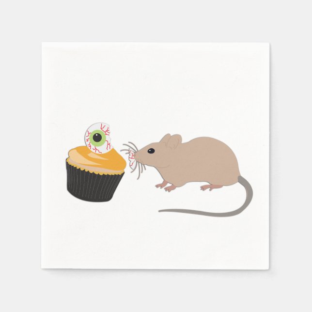 Cute Mouse Eating Halloween Eyeball Pappersservett (Framsidan)