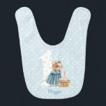 Cute Mouse First Birthday Baby Bib Hakklapp<br><div class="desc">Fira ditt barns första födelsedag med den här söta musfödelsedag. Utformningen har en mus som blåser ut ett födelsedagsljus. Det finns ett vitt nummer 1 med färgstarka polkadoter bakom henne. Bakgrunden är en subtil ljusblå mönster. Du kan anpassa dig med namn.</div>