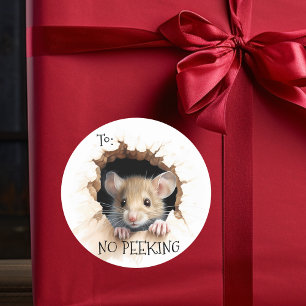 Cute Mouse-gåva nr Peeking Runt Klistermärke