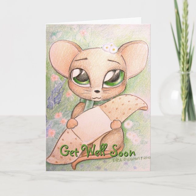 Cute Mouse Get Well Soon Card Kort (Framsida)