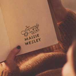 Cute Mouse Hand plockade Personlig Namn Ex Libris Självfärgande Stämpel