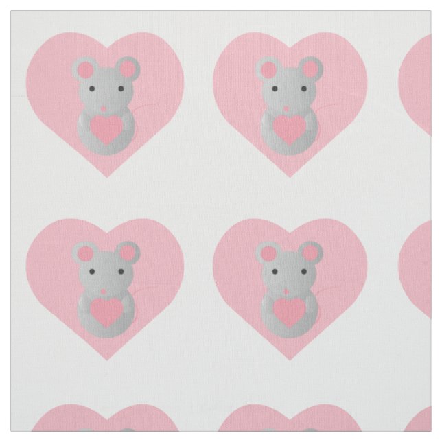 Cute Mouse har ett hjärta. Tyg (Provkarta)