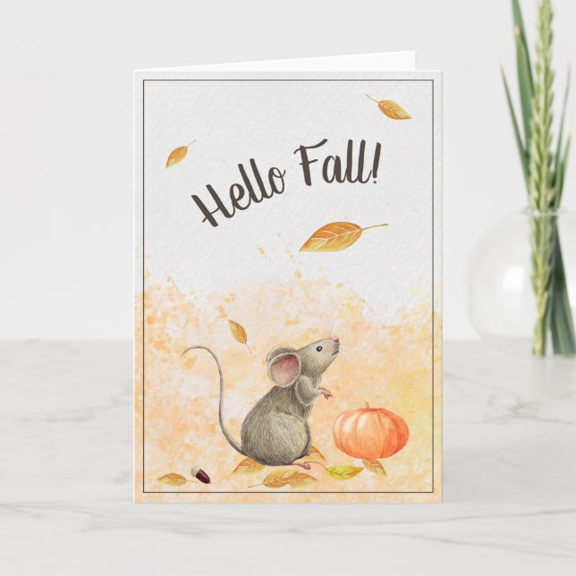 Cute Mouse Hej Fall Kort (Framsida)
