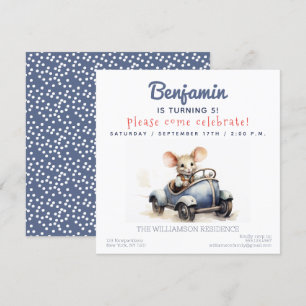 Cute Mouse i en inbjudan till Barns födelsedag-par