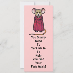 Cute Mouse in Färg Pencil: bokmärke: "Tuck Me in"