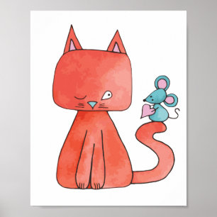 Cute Mouse Kärlek Kattunge Poster