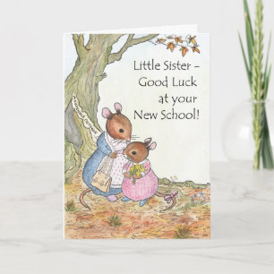 Cute Mouse Lycka till New School for Sister Kort