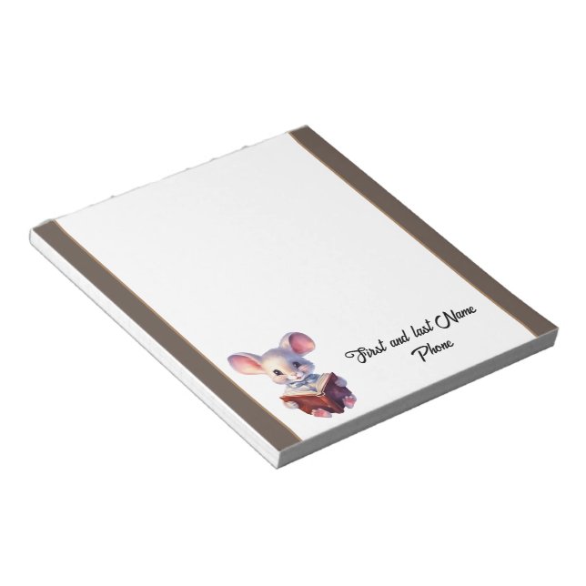 Cute Mouse med bok Anteckningsblock (Vinklad)