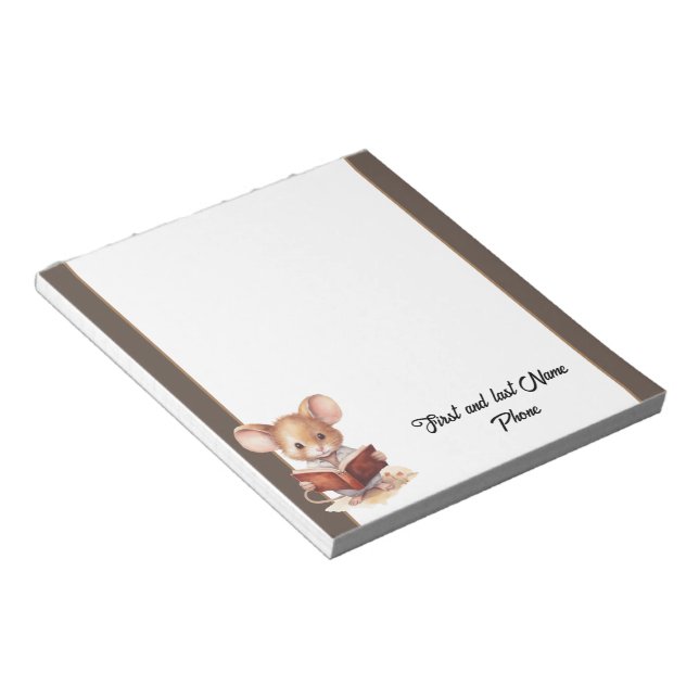 Cute Mouse med bok Anteckningsblock (Vinklad)