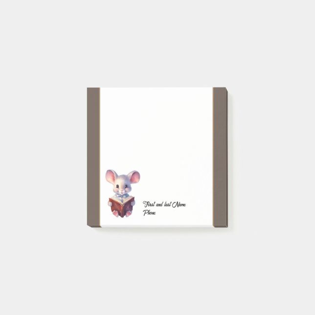 Cute Mouse med bok Post-it Block (Framsida)