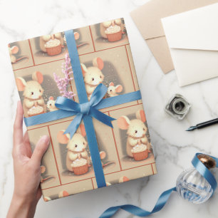 Cute Mouse med födelsedagskupaka Presentpapper