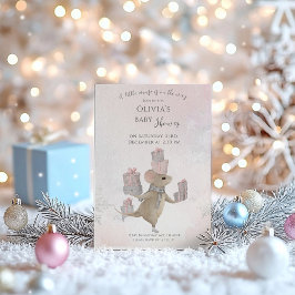 Cute Mouse med presenter för jul Baby Shower Inbjudningar