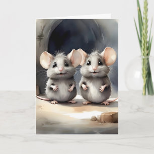 Cute Mouse Mice Best Pals Friends Buddies Porträtt Kort