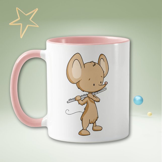 Cute Mouse Musician Flutist Personalized Mugg (Skapare uppladdad)