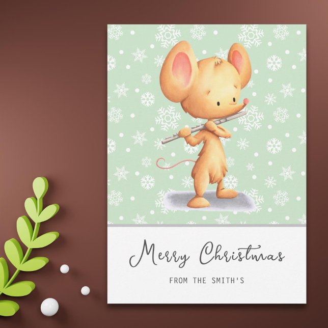 Cute Mouse Musician God jul Julkort (Skapare uppladdad)