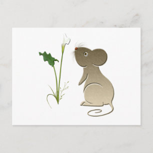 Cute Mouse och Calla Lily Vykort