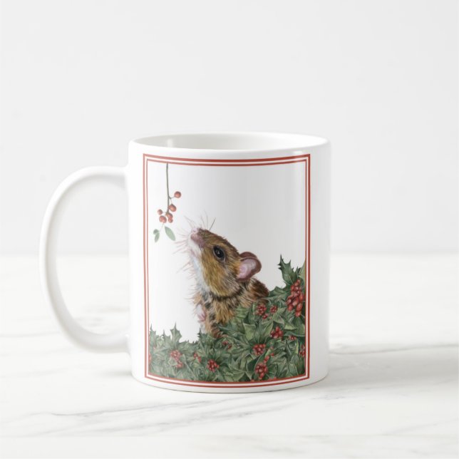 Cute Mouse och Holly-julen Mugg (Vänster)
