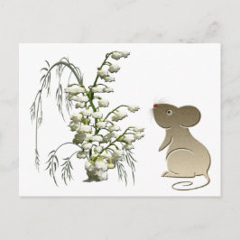 Cute Mouse och Lily of the Valley Vykort