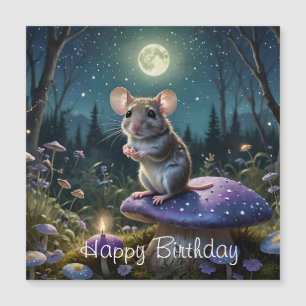 Cute Mouse on Mushroom in Moonlight Birthday