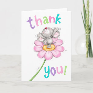 Cute Mouse på blomman, Tack! Kort