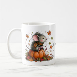 Cute Mouse på en Pumpkin Autumn Aesthetic Kaffemugg