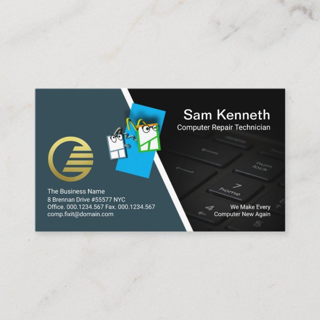 Cute Mouse PC Reparation av Tangentbord Visitkort (Framsida)