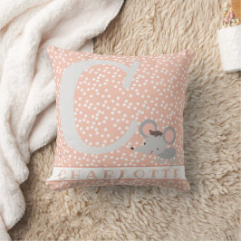 Cute Mouse & Polkadots Personlig Girl Nursery Kudde