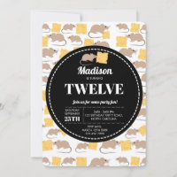 Cute Mouse Rodent Eating Cheese Birthday