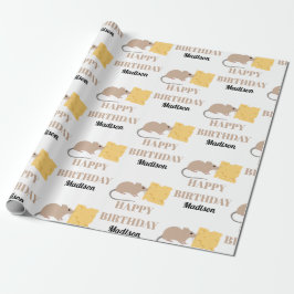 Cute Mouse Rodent Eating Cheese Birthday Presentpapper