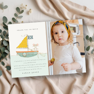 Cute Mouse Sailboat Kids, oavsett ålder Tack Kort