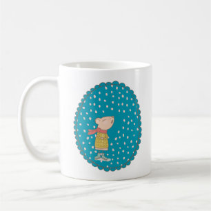Cute Mouse sjunger Sång i blå jul Kaffemugg