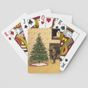 Cute Mouse som dekorerar Julgran Casinokort