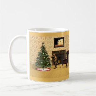 Cute Mouse som dekorerar Julgran Kaffemugg