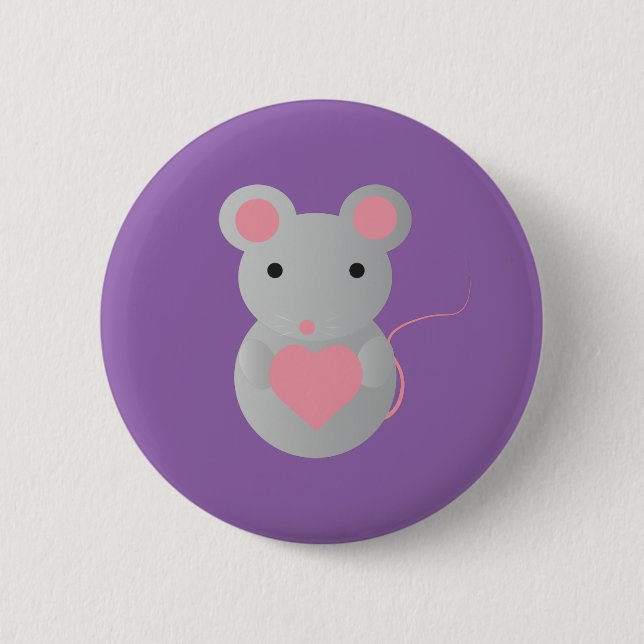 Cute Mouse som håller ett hjärta Knapp (Framsida)