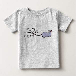 Cute Mouse Tecknad Lunar Råtta, nyår 2020 Baby 2 T Shirt