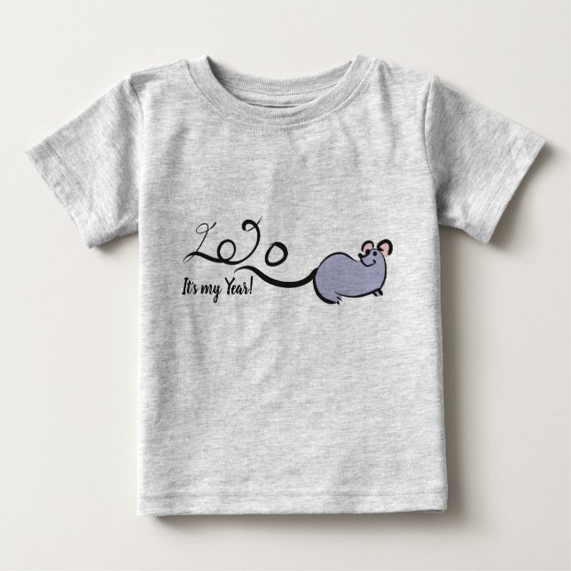 Cute Mouse Tecknad Lunar Råtta, nyår 2020 Baby 2 T Shirt (Framsida)