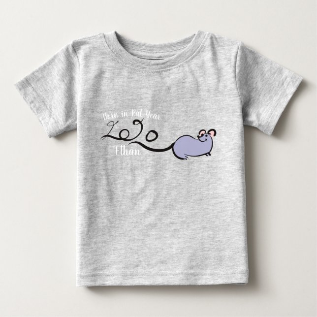 Cute Mouse Tecknad Råtta - nyår 2020 Namn Baby T Shirt (Framsida)