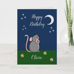 Cute Mouse tittar på måne-kortet Kort