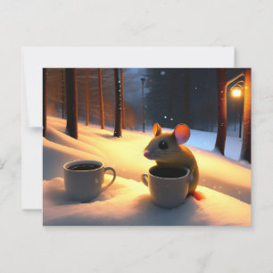 Cute Mouse värms upp med kaffe Vykort