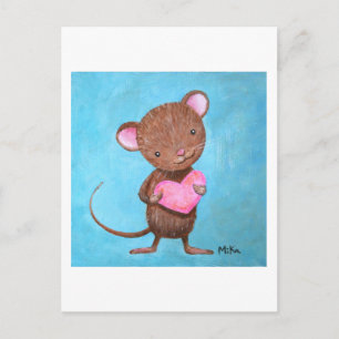 Cute Mouse vycard Cute Mouse med Hjärtkort Vykort