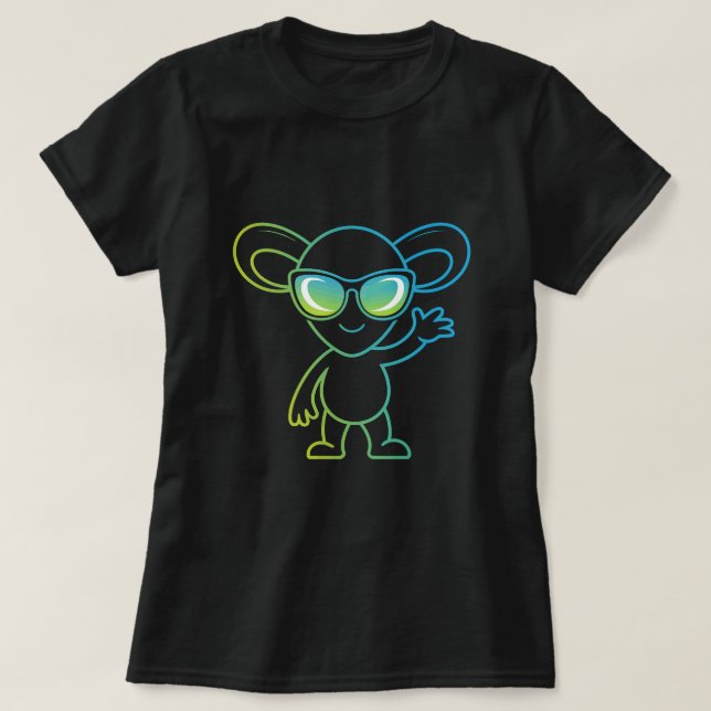Cute Mouse Wearing Sunglasses T-Shirt Design, Neon (Design framsida)