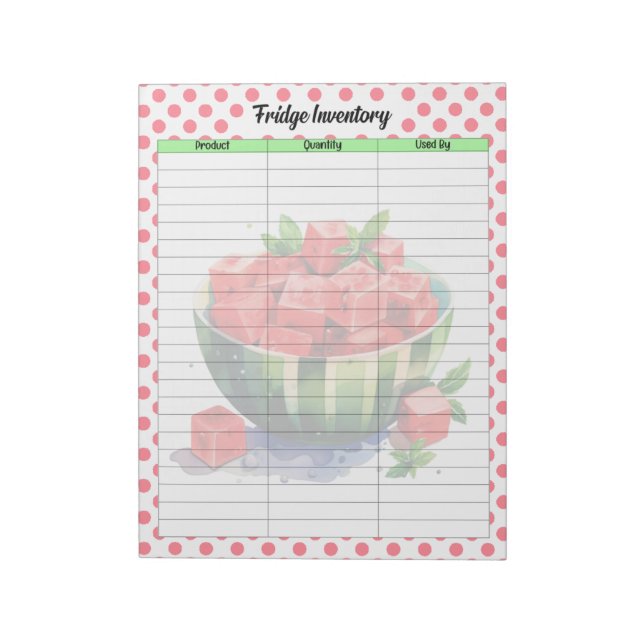 Cute Mouth Watering Watermelon Fridge Inventory Li Anteckningsblock (Roterad)
