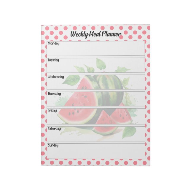 Cute Mouth Watering Watermelon Weekly Meal Planner Anteckningsblock (Roterad)